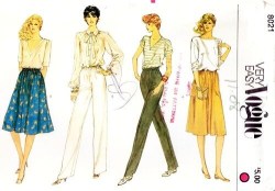 8021 EASY VOGUE 1980S SLIM, TAPER, STRAIGHT PANTS, FLARE SKIRT PATTERN 16-18
